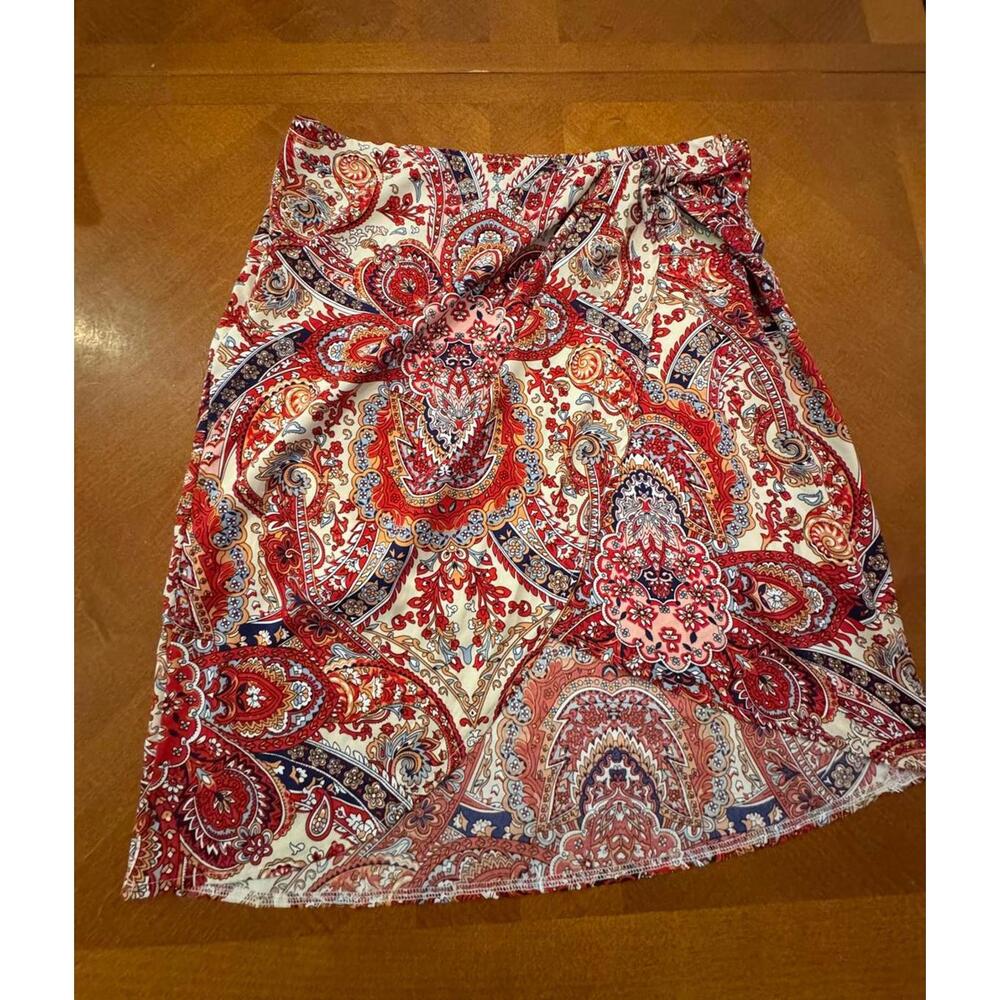 Paisley Pattern A-Line Skirt faux wrap p-1-102